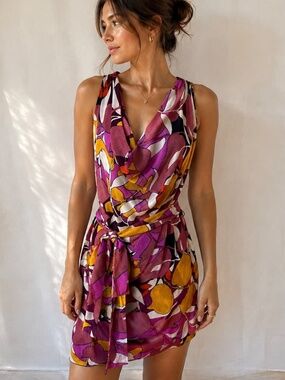 Woman's Paule Ka Pink Sleeveless Watercolor Sheath Dress EU 36